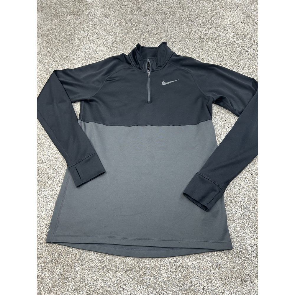 Nike Dri-Fit Longsleeve Running Shirt Mens Medium Gray/Black #0195